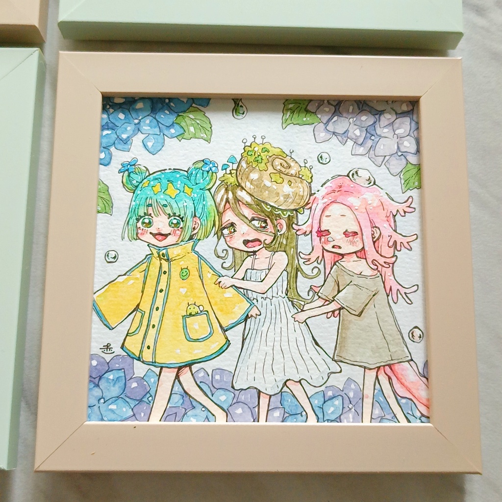 【額装原画】しっとりフレンズと梅雨さんぽ シリーズ