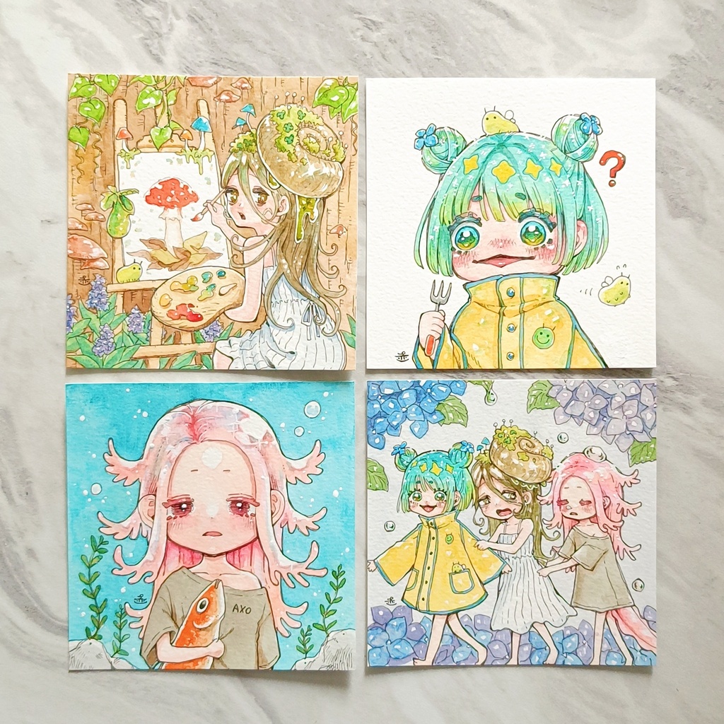 【額装原画】しっとりフレンズと梅雨さんぽ シリーズ