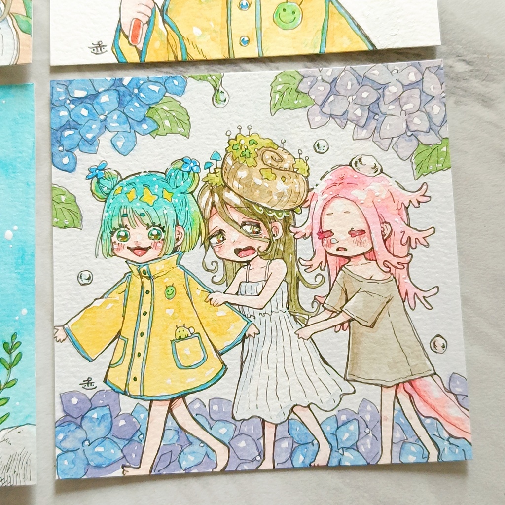 【額装原画】しっとりフレンズと梅雨さんぽ シリーズ