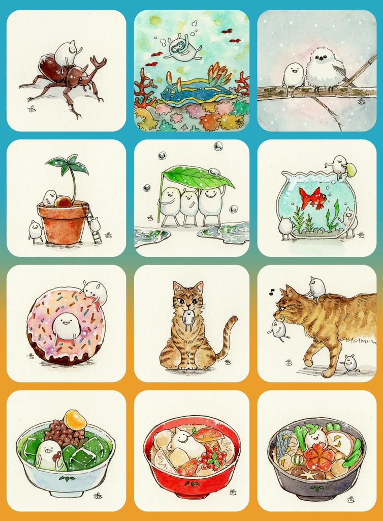 【ミニ原画】しろまめくんとおともだち