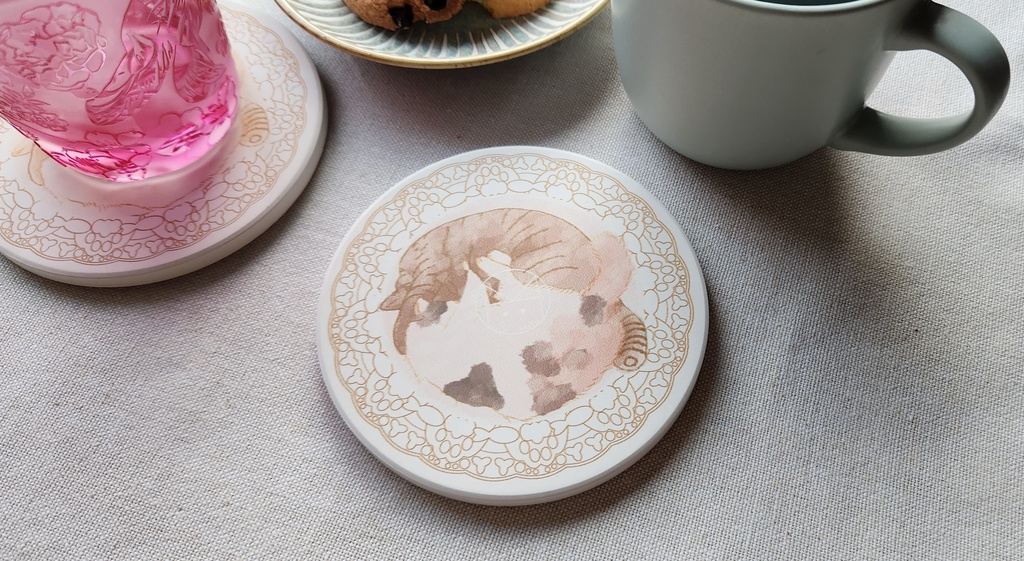 猫のイラストコースターA