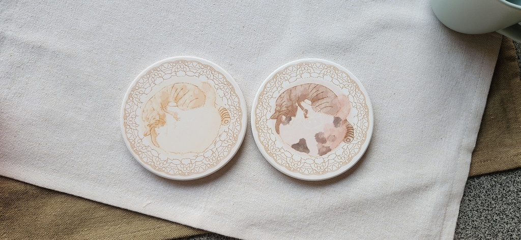 猫のイラストコースターB