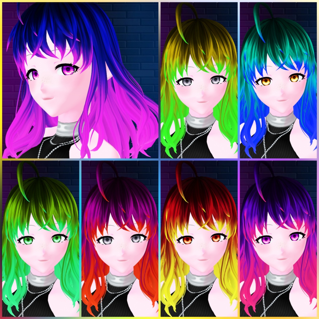 FREE Vibrant Neon Gradient Hair Textures