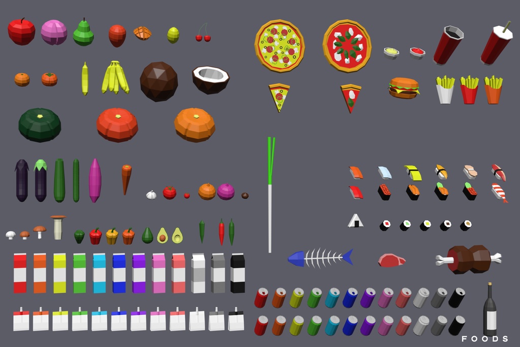 【3Dモデル】Extreme Lowpoly Pack【Blender / Unity】