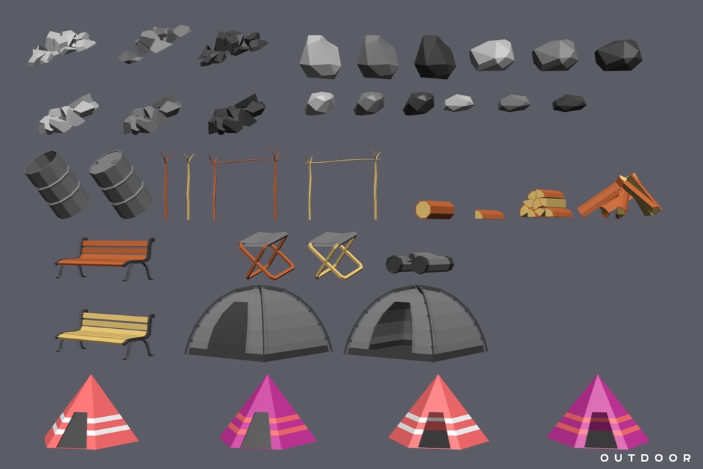 【3Dモデル】Extreme Lowpoly Pack【Blender / Unity】