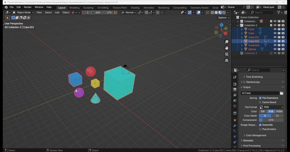 Render Multi Objects【Blenderアドオン】