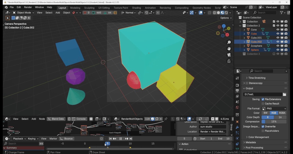 Render Multi Objects【Blenderアドオン】