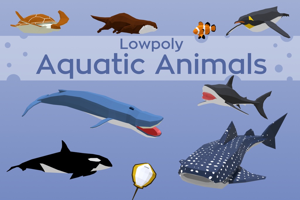 【3Dモデル】Low Poly Aquatic Animals【Blender / Unity】
