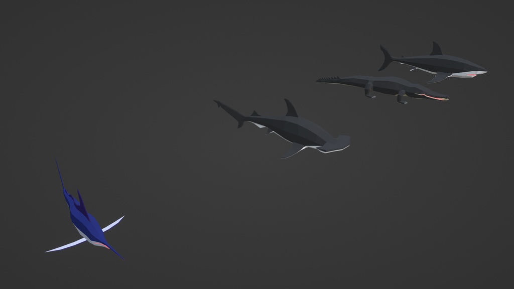 【3Dモデル】Low Poly Aquatic Animals【Blender / Unity】