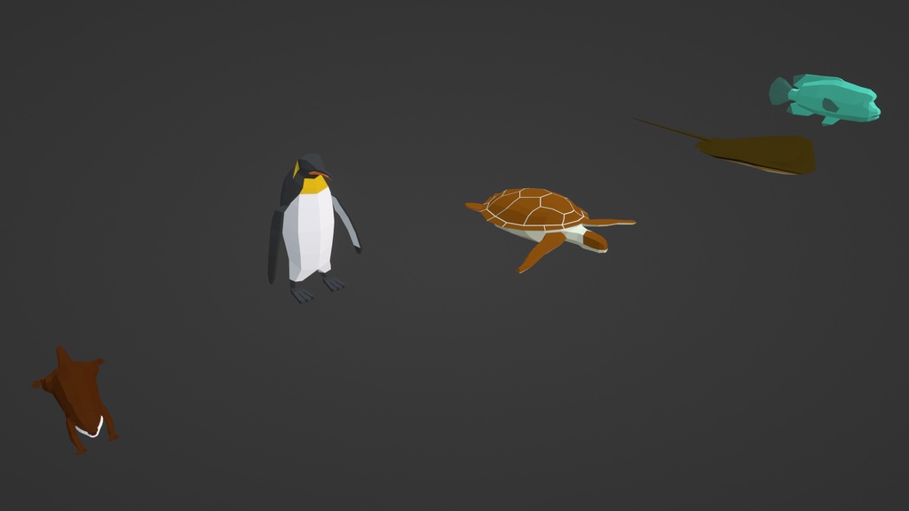 【3Dモデル】Low Poly Aquatic Animals【Blender / Unity】
