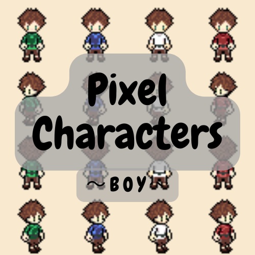 【ドット絵素材】町の少年キャラ 4方向歩行＆待機アニメ（6フレーム×4方向）ゲーム用スプライトシート