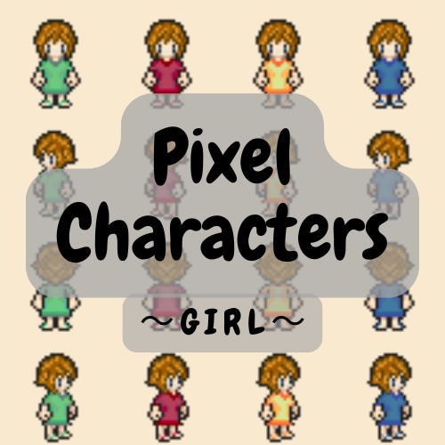 【ドット絵素材】少女10キャラ元データ付き 4方向歩行&待機アニメ(6フレーム×4方向)ゲーム用スプライトシート【特典データ付き】【BAKIN】