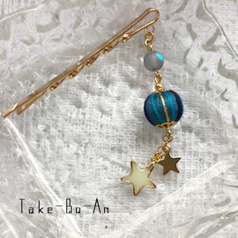 月&星 かんざし風ヘアピン