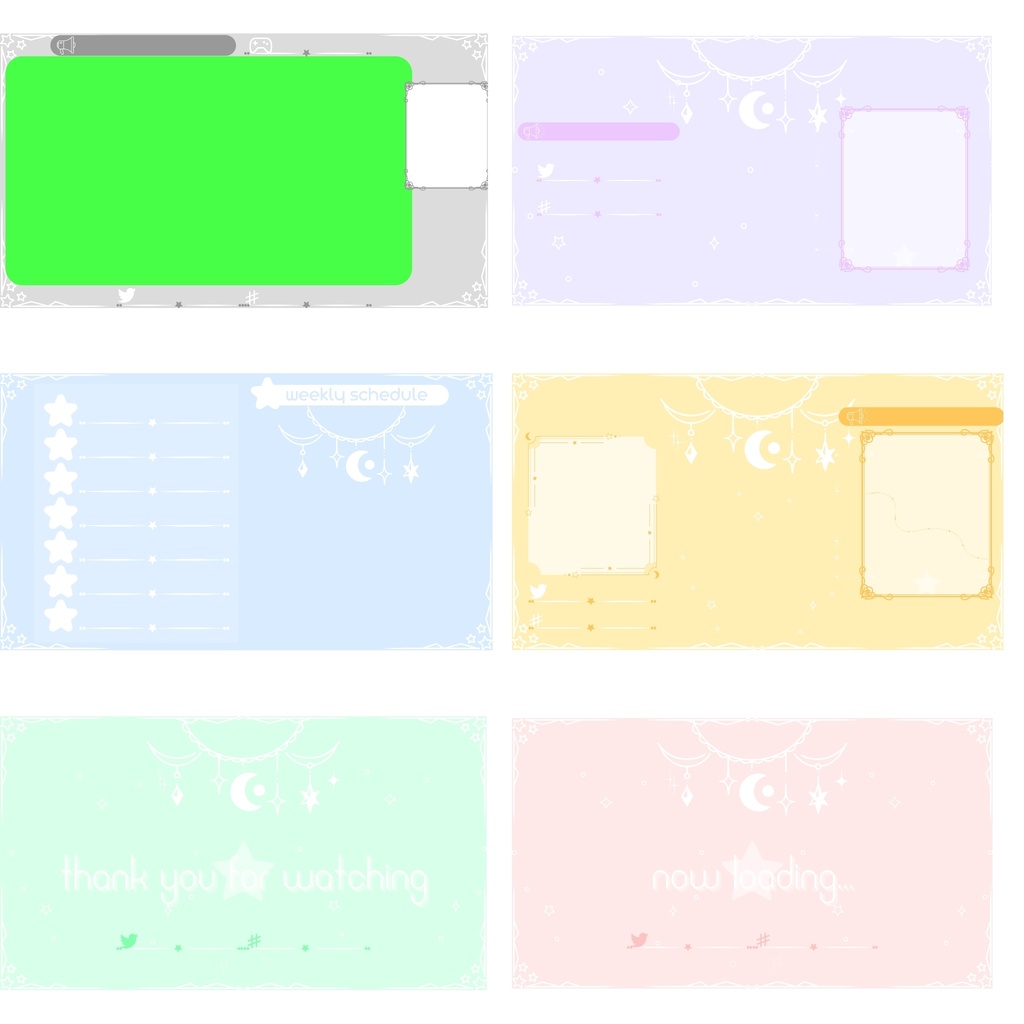 6色×6種 動く配信画面セット