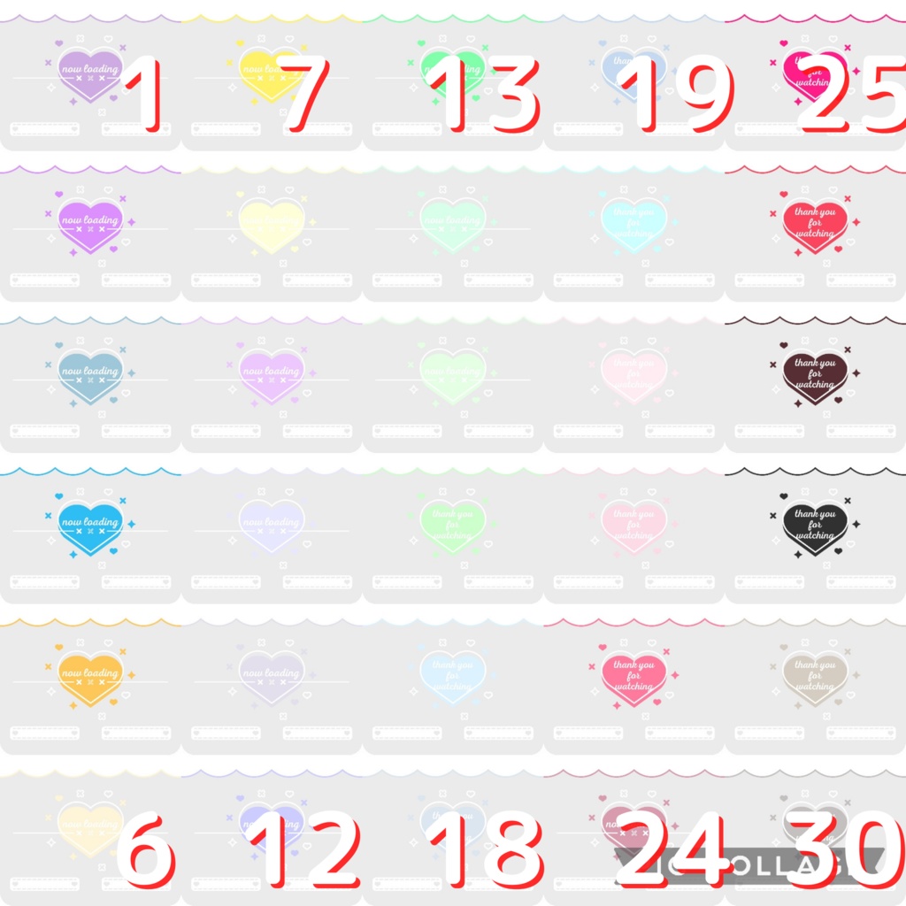 30色×6種 配信画面セット 180枚セットのZipはDL一番下