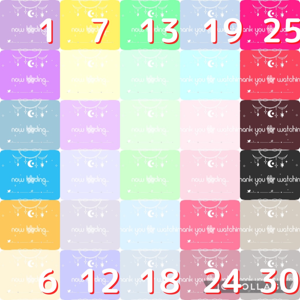 30色×6種 配信画面セット 180枚セットのZipはDL一番下