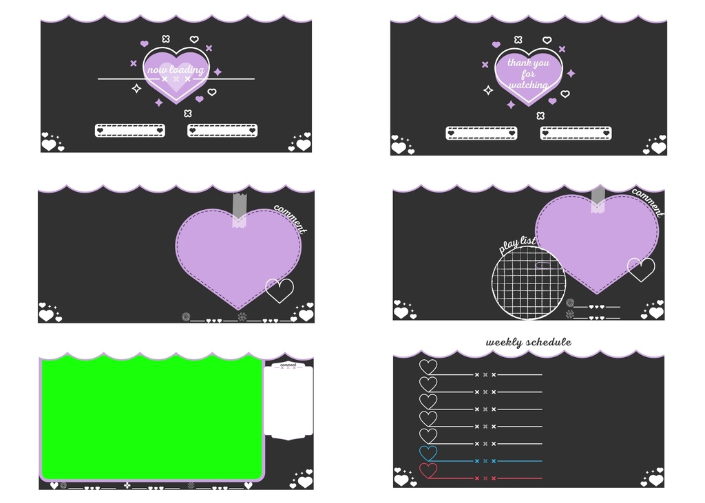 5色×6種 動く配信画面セット