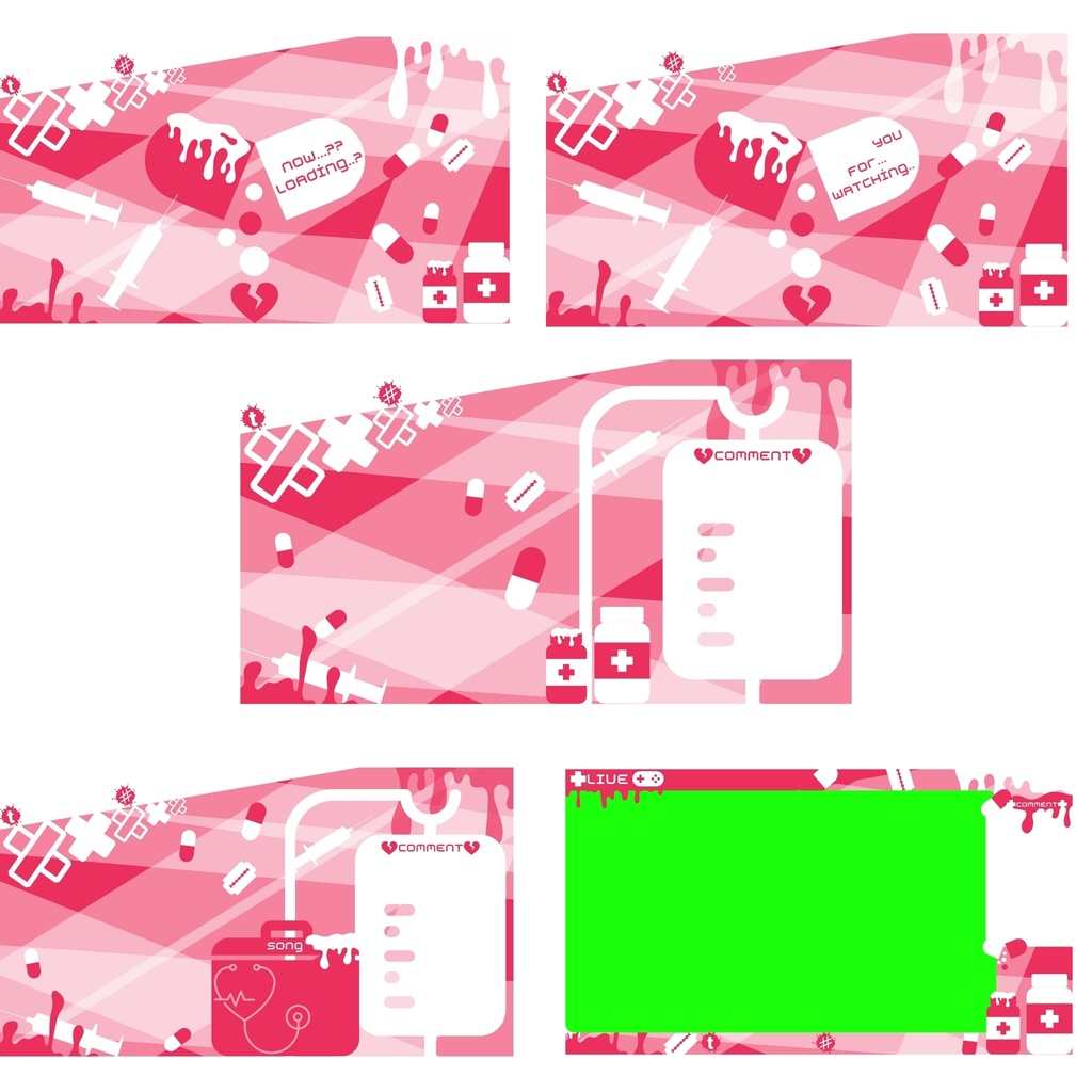 15色×5種 動く配信画面セット