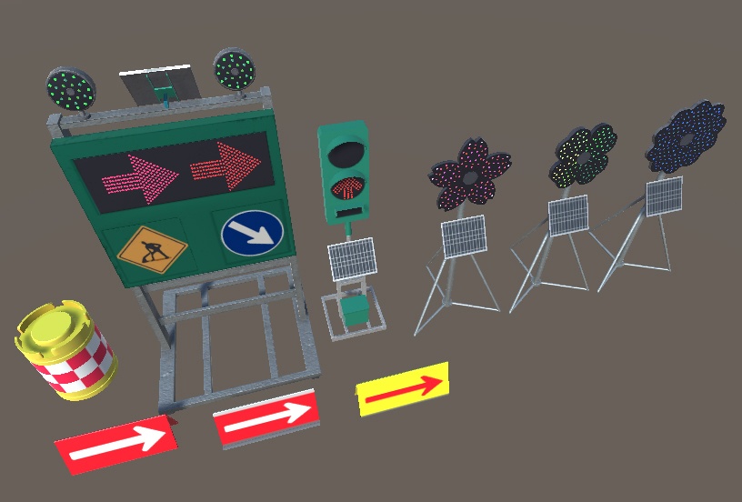 「片側通行用工事保安用具」【3Dモデル】