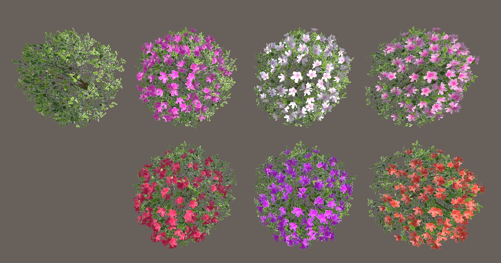 「ツツジ(6色ローポリ)」【3Dモデル】