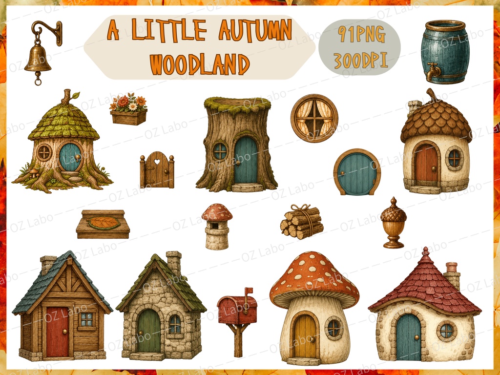 【OPENING SALE 25%OFF】Autumn Woodland Animals Clipart PNG Bundle, 91 Transparent Forest Friends