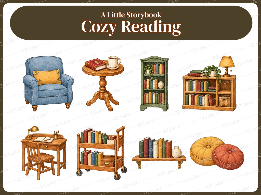 【OPENING SALE 25%OFF】Cozy Reading Clipart Bundle, 44 PNG, Storybook Animals, Book Lover Watercolor Illustrations
