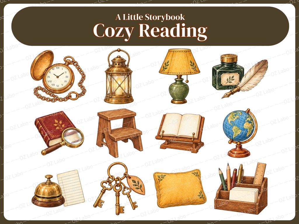 【OPENING SALE 25%OFF】Cozy Reading Clipart Bundle, 44 PNG, Storybook Animals, Book Lover Watercolor Illustrations