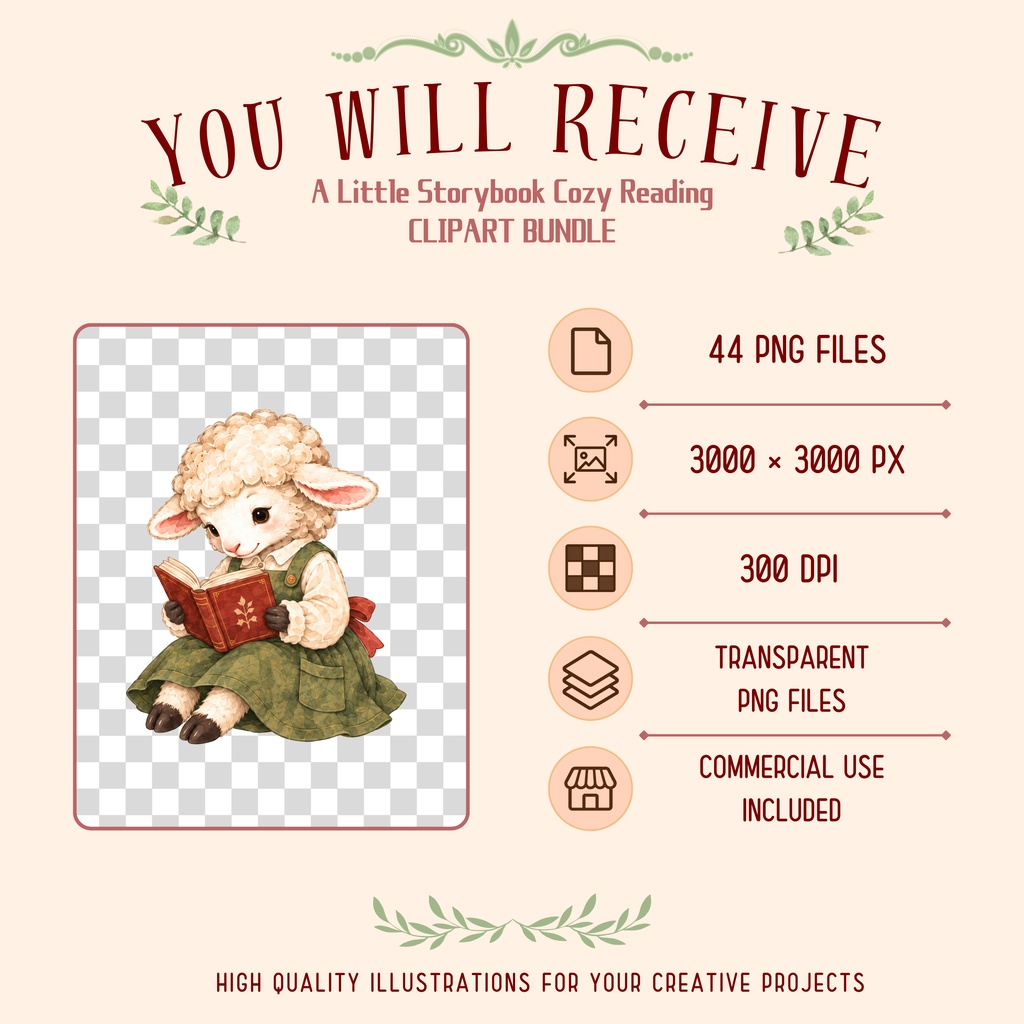 【OPENING SALE 25%OFF】Cozy Reading Clipart Bundle, 44 PNG, Storybook Animals, Book Lover Watercolor Illustrations