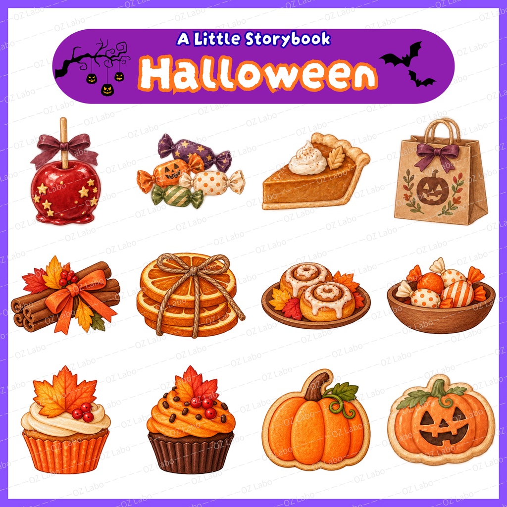 【OPENING SALE 25%OFF】Watercolor Halloween Clipart Bundle, 60 PNG, Storybook Animals, Pumpkins & Cozy Autumn Illustrations (Digital Download)