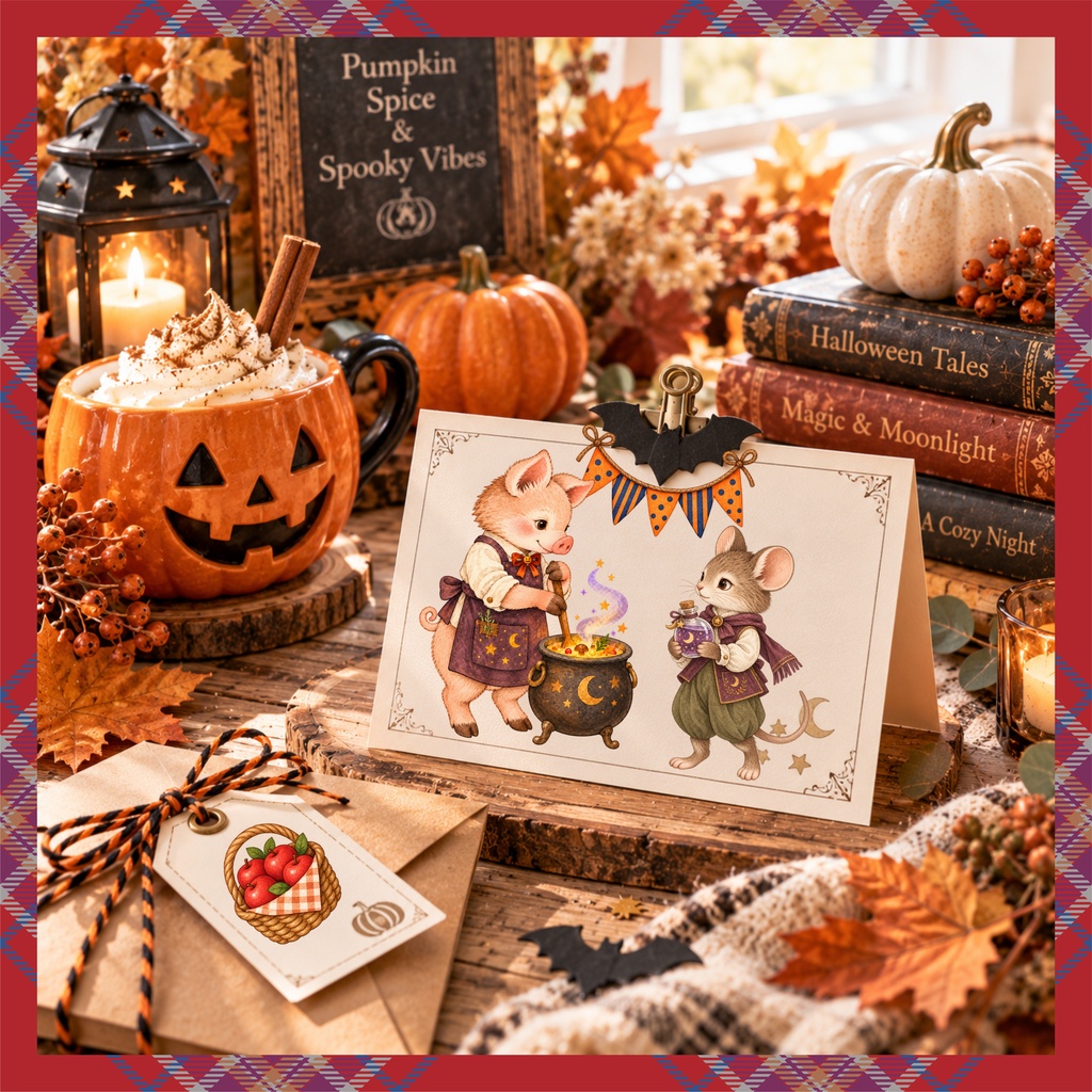 【OPENING SALE 25%OFF】Watercolor Halloween Clipart Bundle, 60 PNG, Storybook Animals, Pumpkins & Cozy Autumn Illustrations (Digital Download)