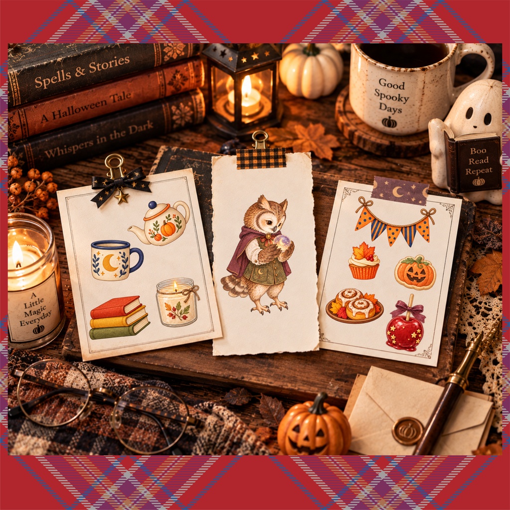 【OPENING SALE 25%OFF】Watercolor Halloween Clipart Bundle, 60 PNG, Storybook Animals, Pumpkins & Cozy Autumn Illustrations (Digital Download)