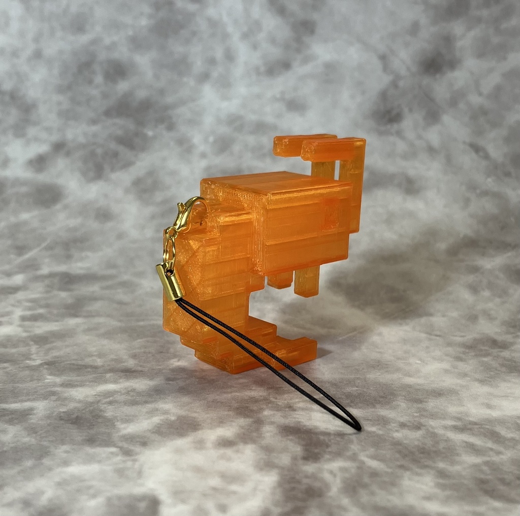 3Dドットのエビさんストラップ(クリアオレンジ)