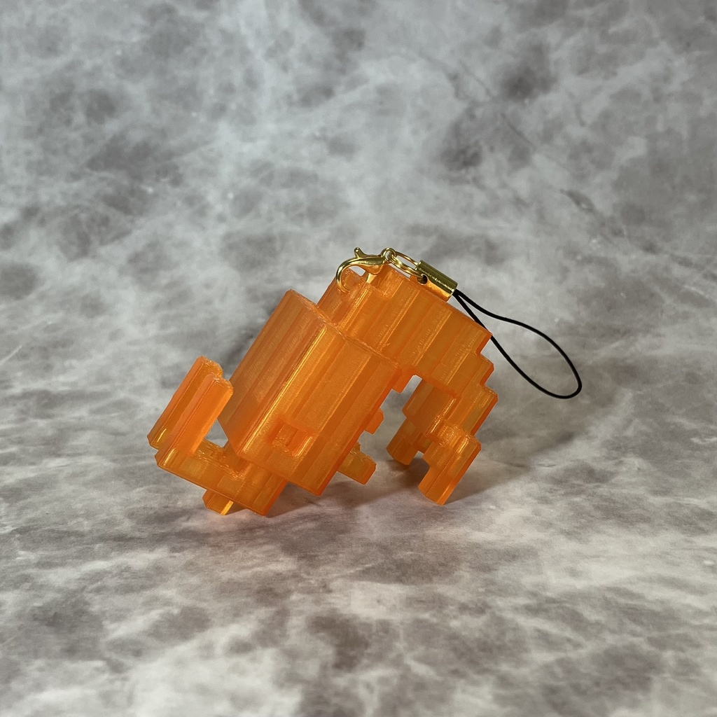 3Dドットのエビさんストラップ(クリアオレンジ)