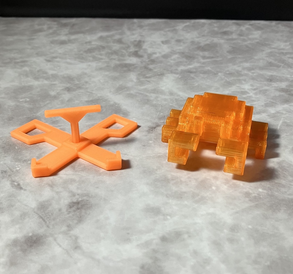 3Dドットのカニさんフィギュア(クリアオレンジ)