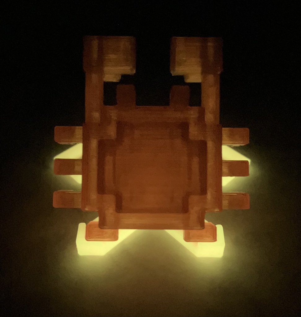 3Dドットのカニさんフィギュア(クリアオレンジ)