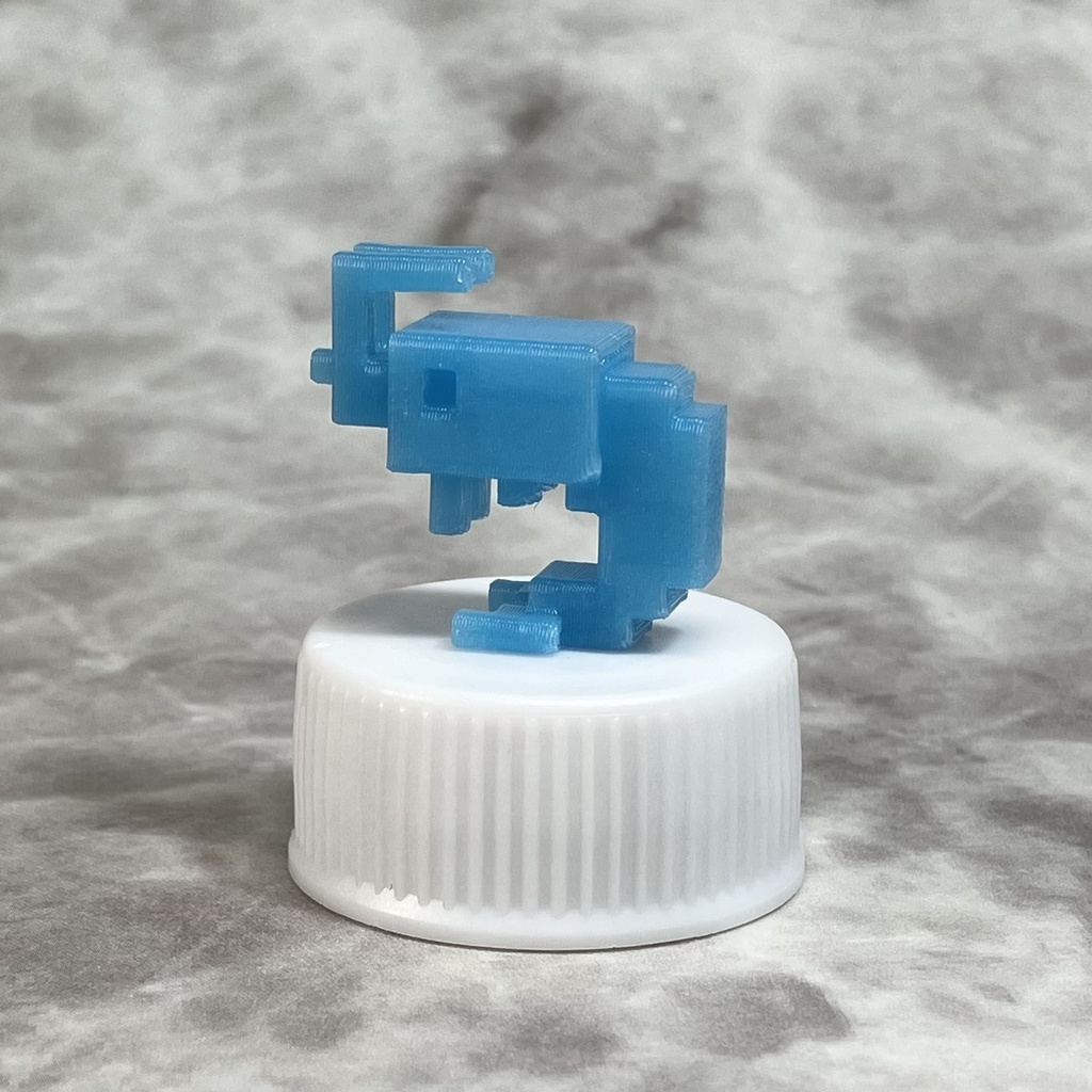 【蓄光】小さな3Dドットのエビさんフィギュア(ソーダカラー)