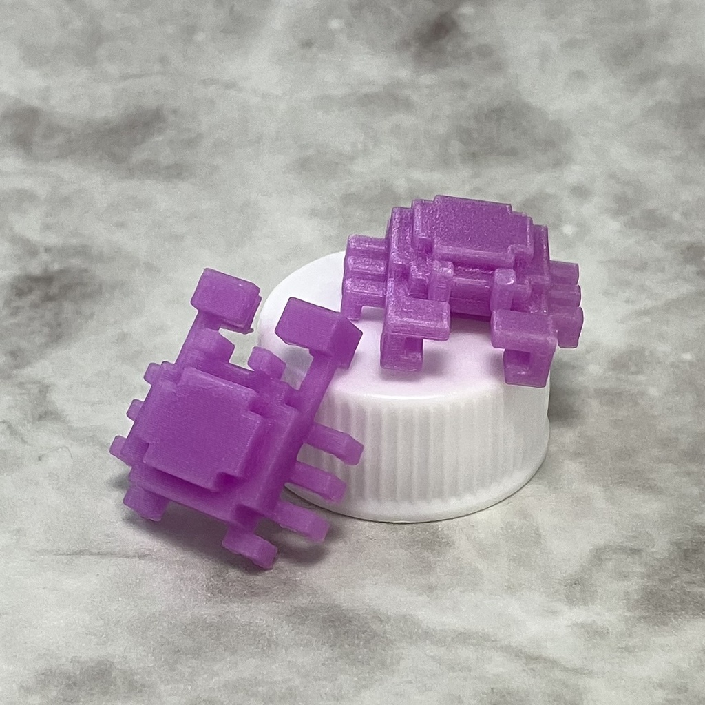 【蓄光】小さな3Dドットのカニさんフィギュア(ソーダカラー)