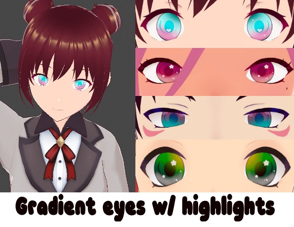 Gradient eye colors w/ 2 highlights [Vroid]