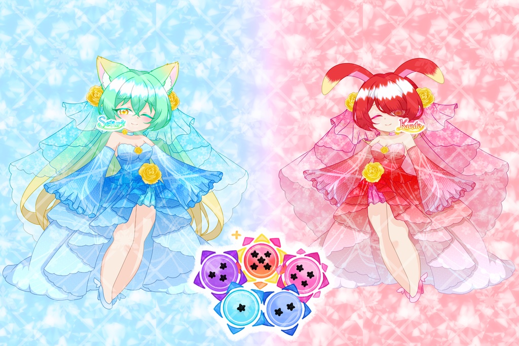 【ホログラム缶バッジ】妖月紅兎 ver.ウェディング