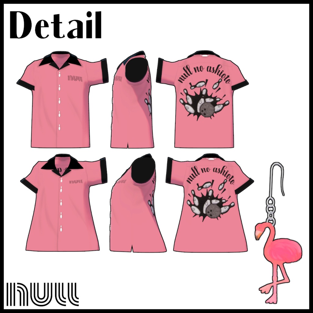 Bowling shirt + Flamingo earrings