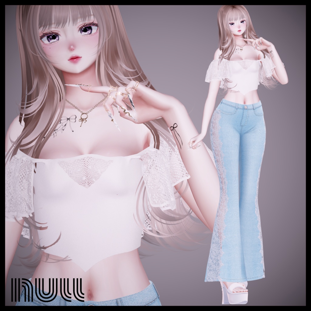 7アバター対応 Lace Line Flared Denim【MA対応】