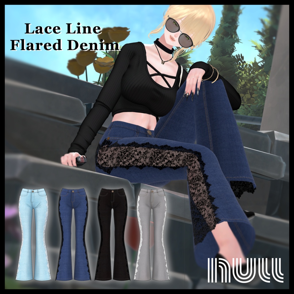 7アバター対応　Lace Line Flared Denim【MA対応】
