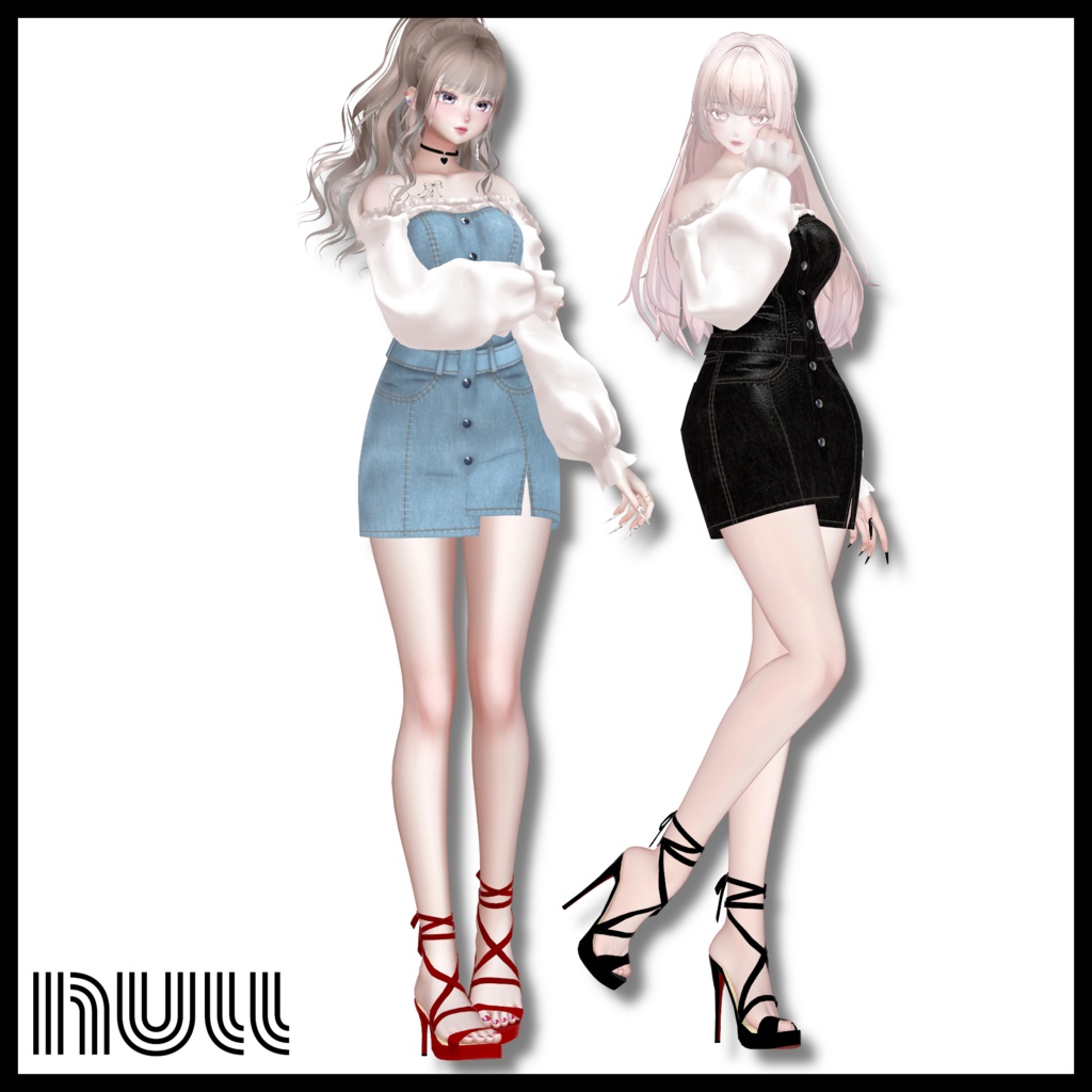 2アバター対応🩵Denim Off-Shoulder Mini Dress【MA対応】