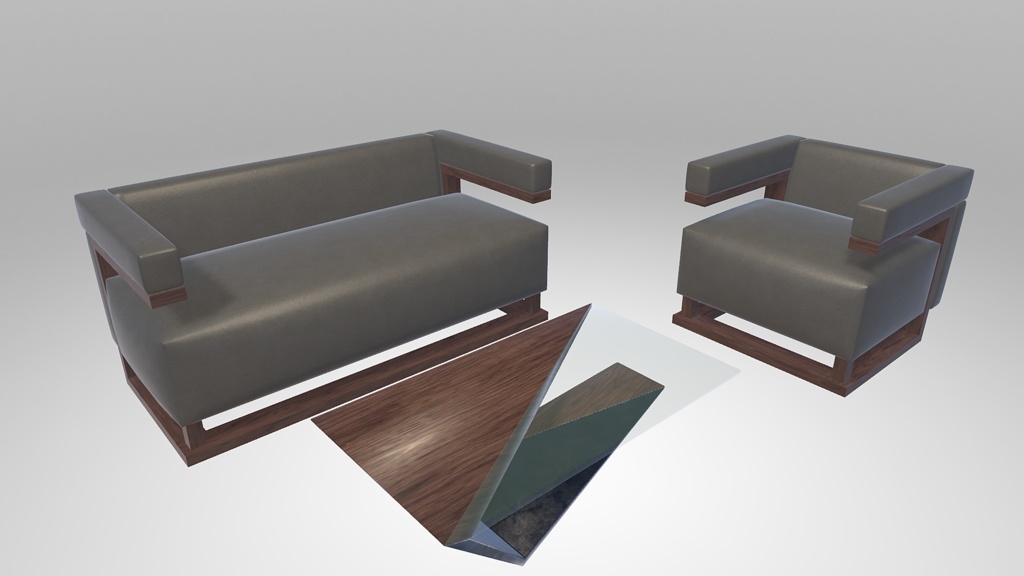 一人掛け/二人掛けソファーとローテーブルのセット