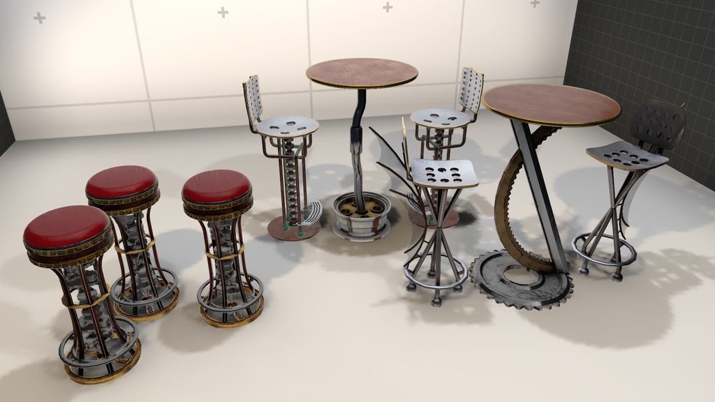 Steam Punk Bar High Chair&Table Set【インテリア】