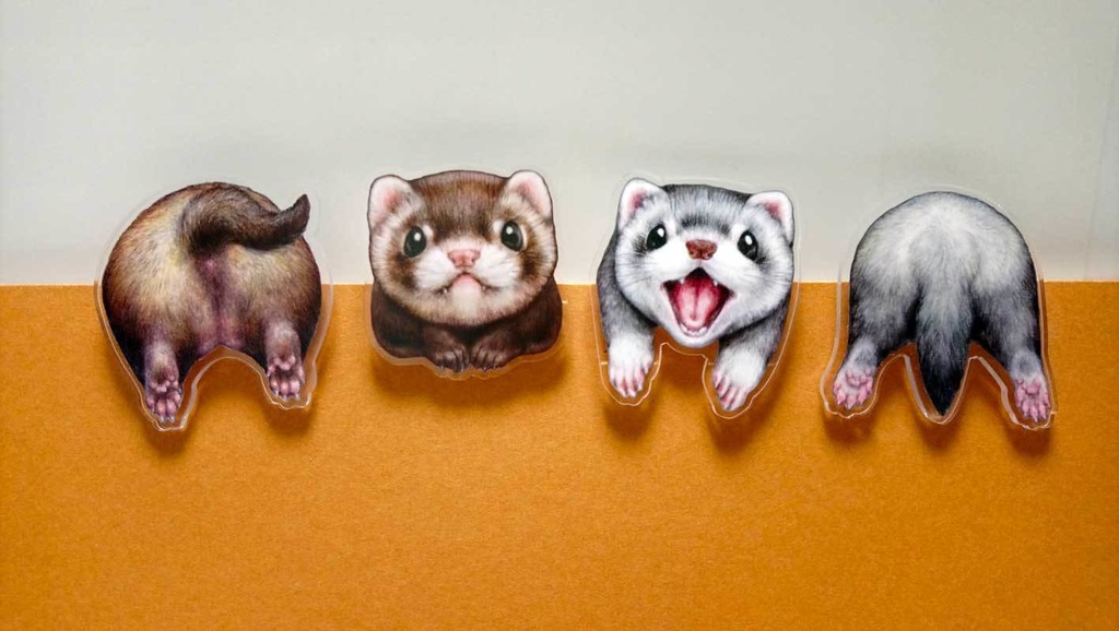 いたずらフェレットクリップ(ピン付き)/ Ferrets Clip