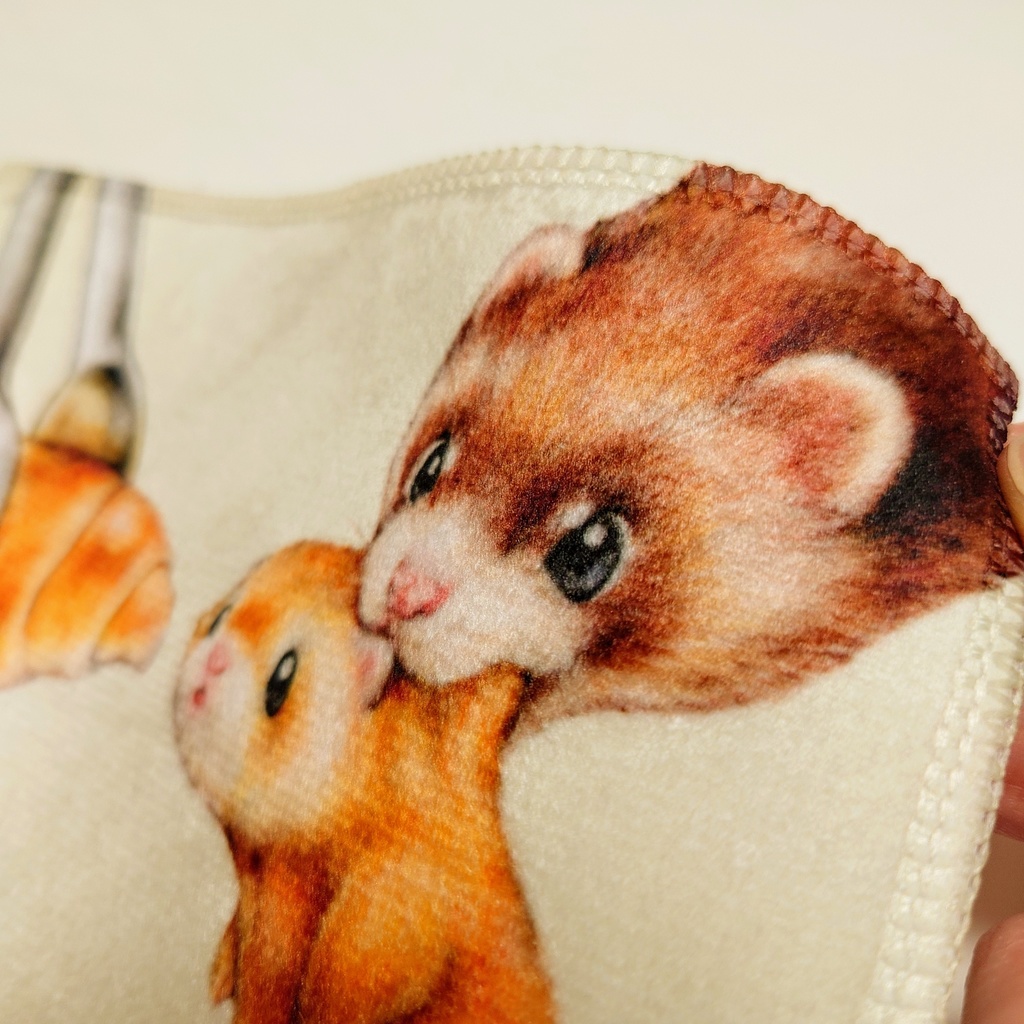 ハンカチタオル「フェレット&クロワッサン」/ Ferret Mini Towel
