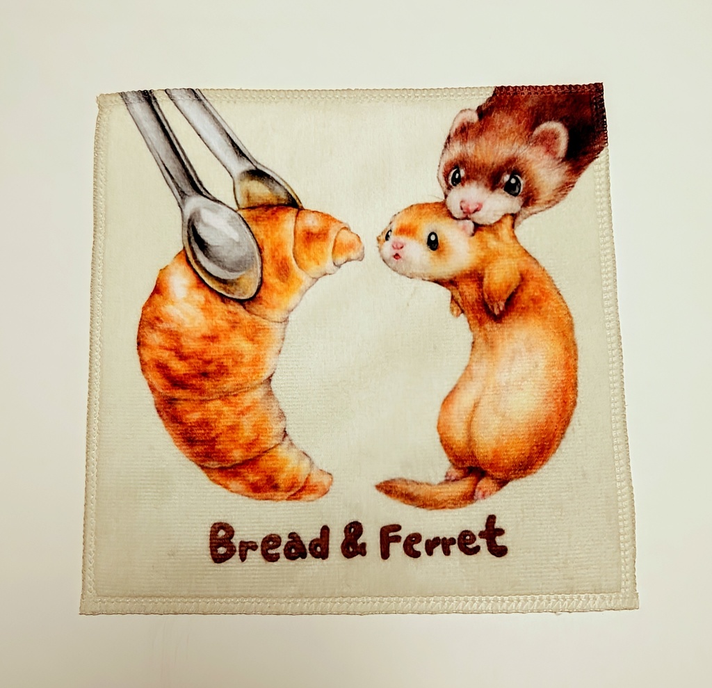 ハンカチタオル「フェレット&クロワッサン」/ Ferret Mini Towel