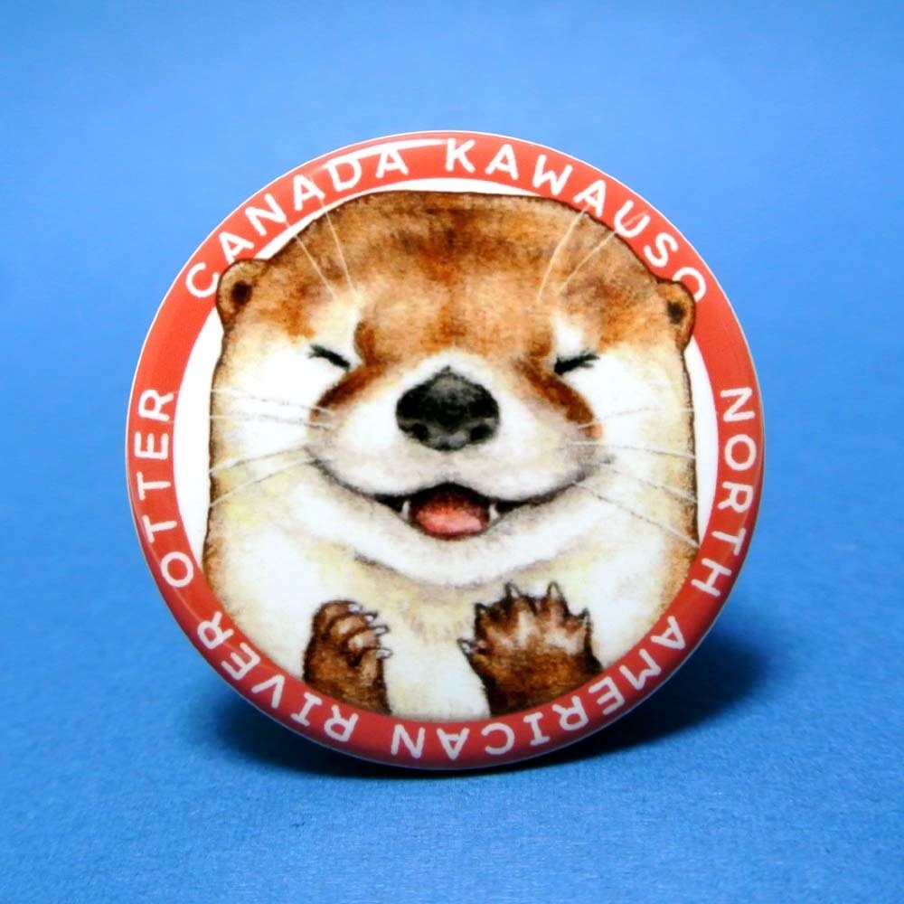 カワウソ缶バッジ(日本の水族館で会える4種のカワウソ柄)