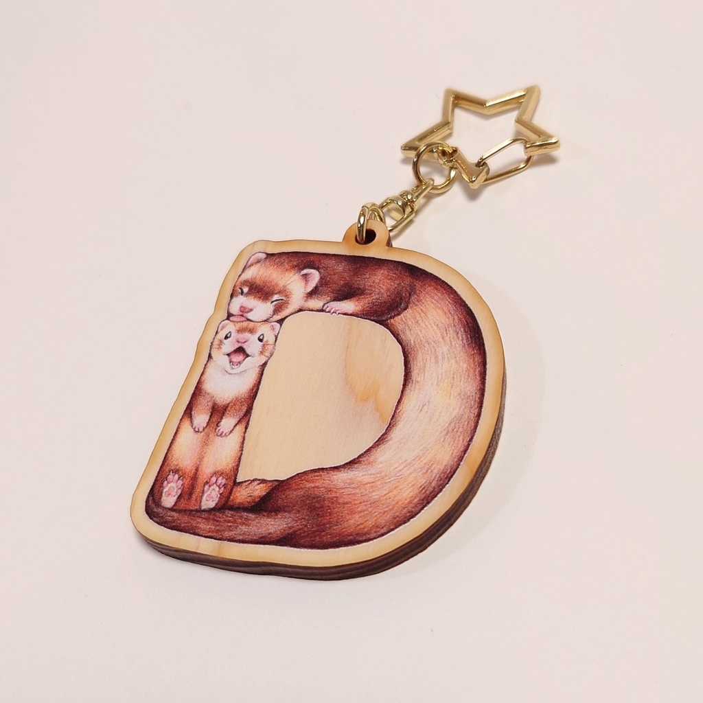 ウッドキーホルダー「フェレットアルファベット」